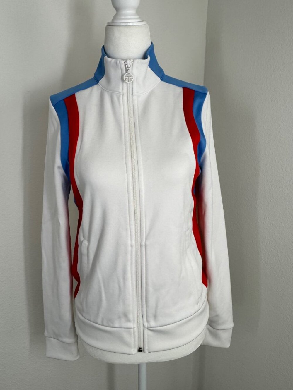Tory Sport Track Jacket White Tennis Golf Full Zip Sz XS